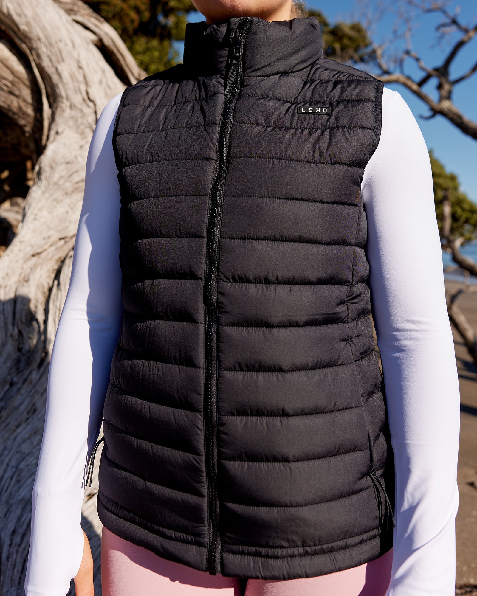 Ladies black puffer vest hotsell