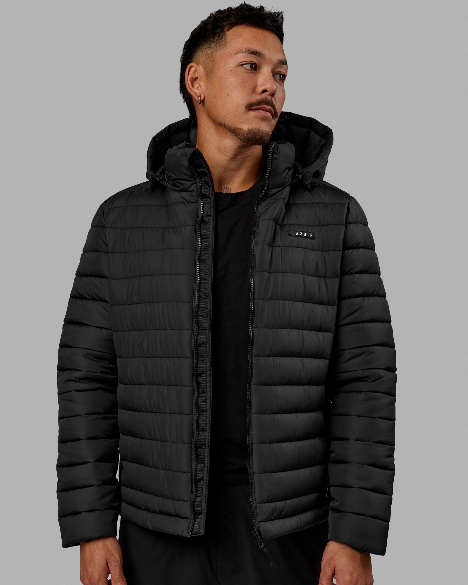 Long black puffer jacket mens online