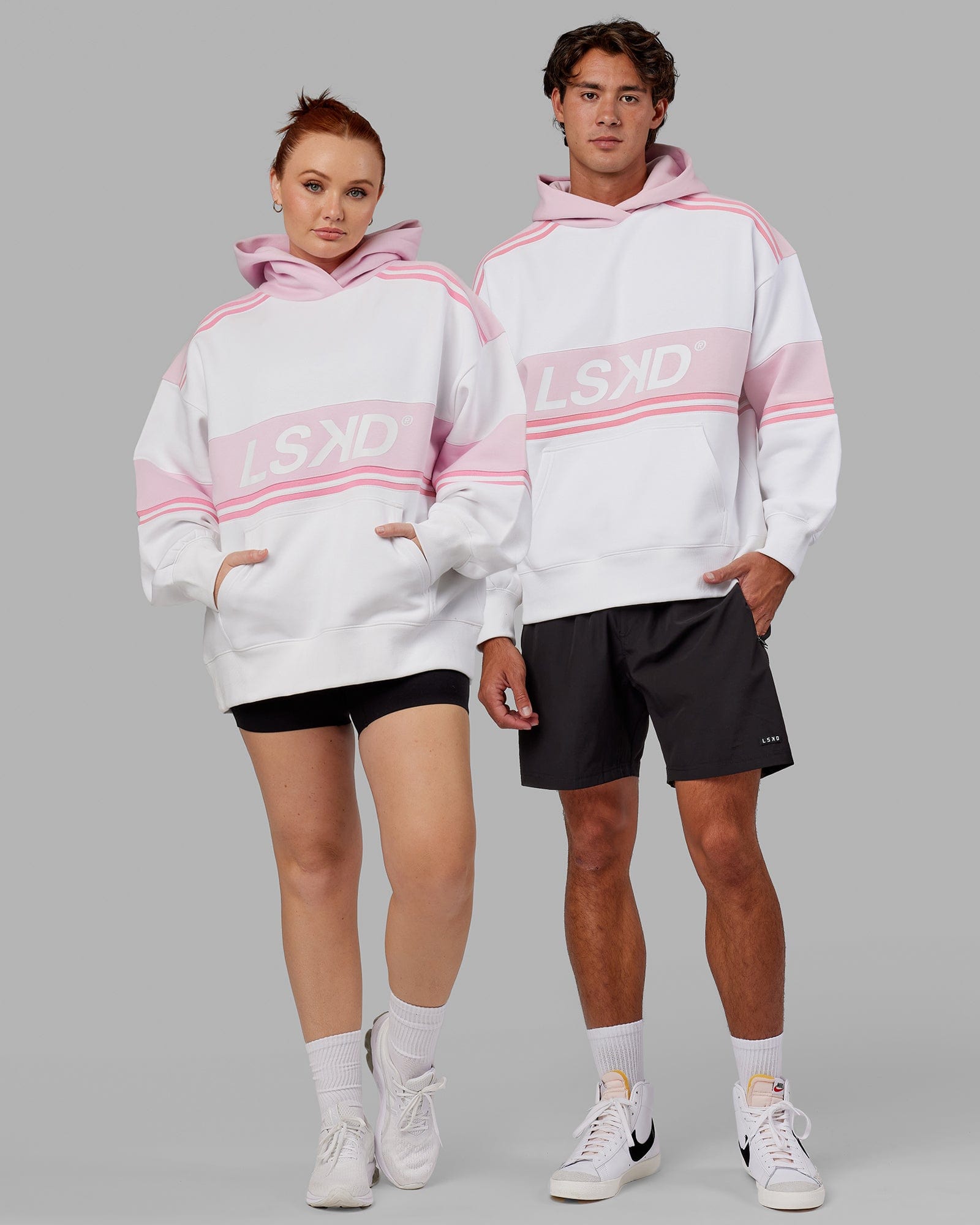 Adidas white and pink 2024 hoodie