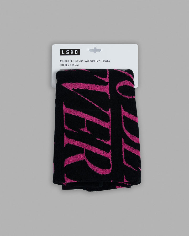 1% Better Every Day Cotton Towel 50x115cm - Black-Ultra Pink
