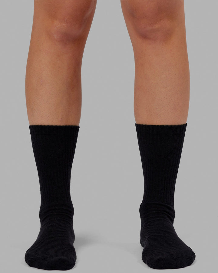 Essential 3 Pack Crew Socks - Black
