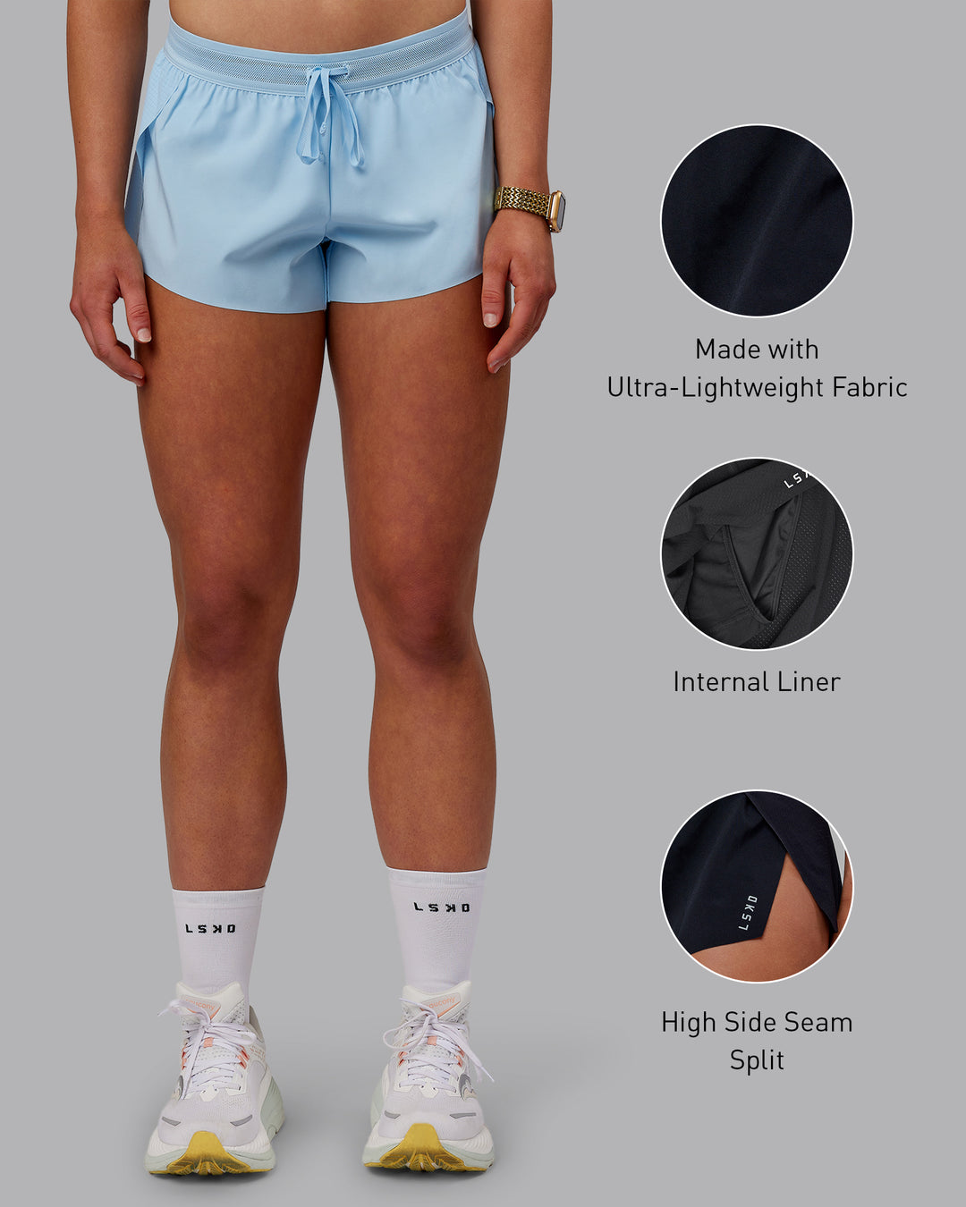 Woman wearing Accelerate 3&quot; Run Shorts - Glacial Blue