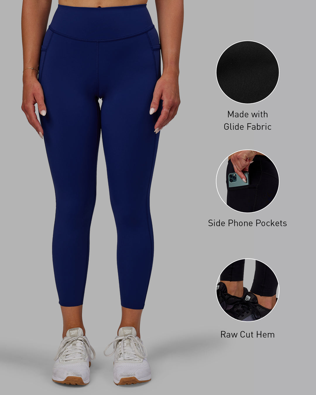 Woman wearing Elite 7/8 Length Leggings - Midnight Blue