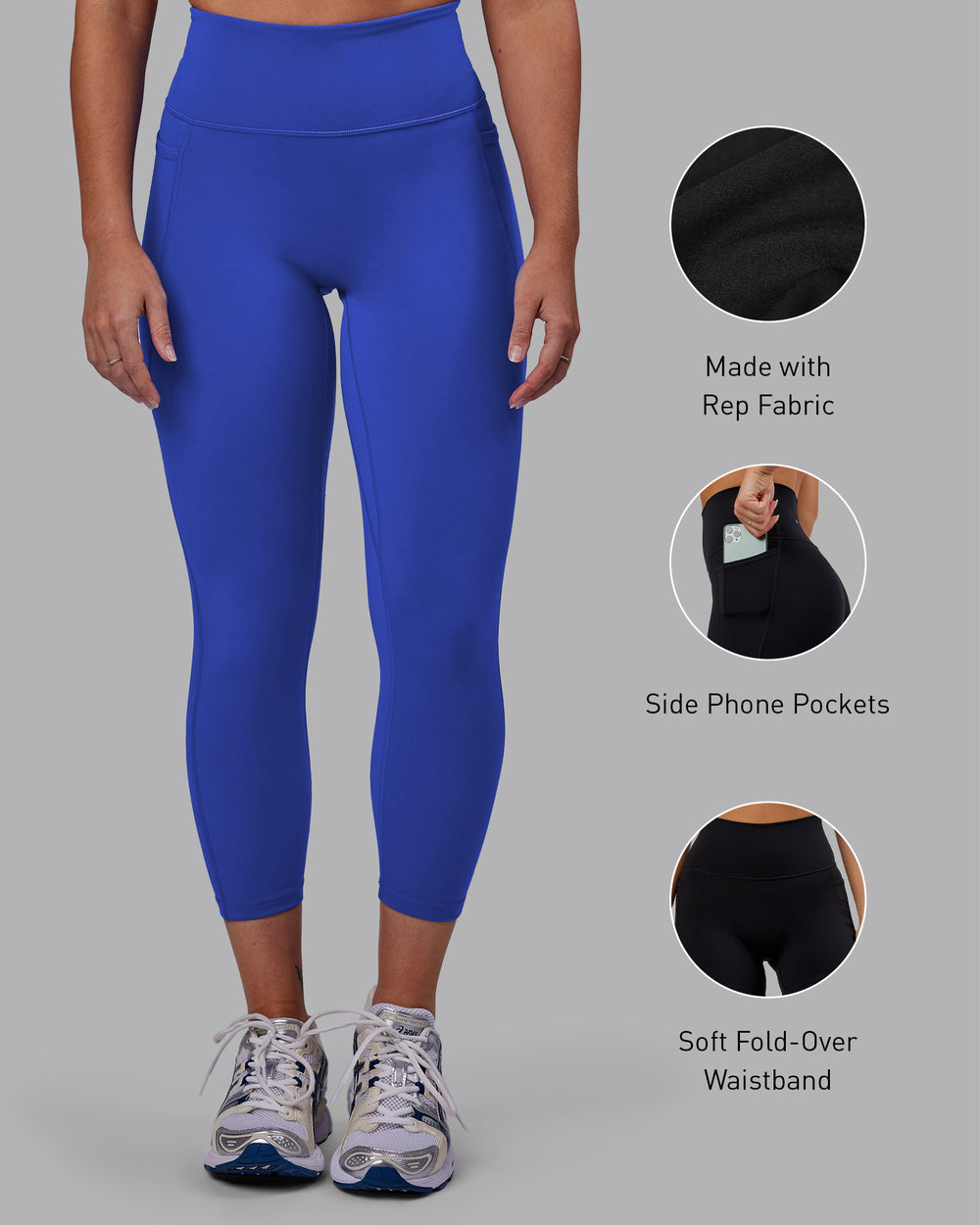 Woman wearing Fusion 7/8 Length Tights - Power Cobalt