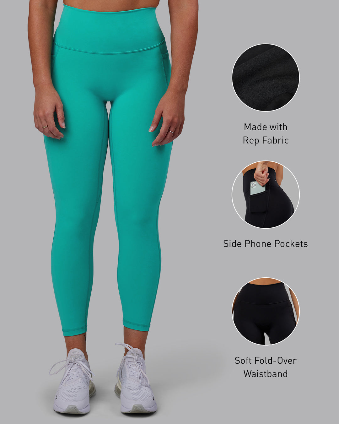 Woman wearing Fusion 7/8 Length Tights - Turquoise Tide