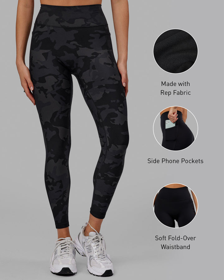 Fusion Full Length Tights with Pockets - Black Camo
