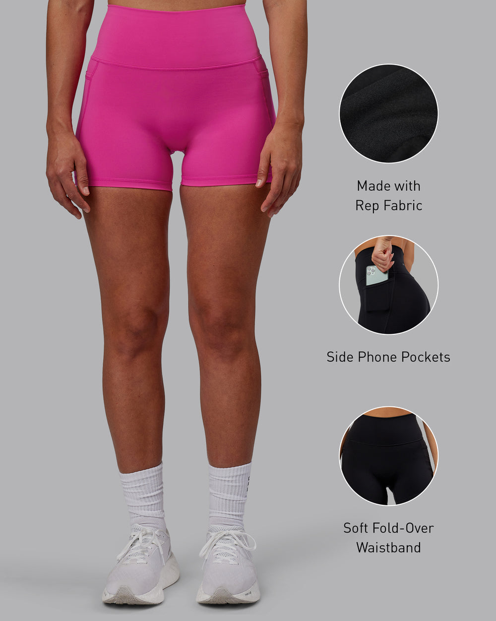 Woman wearing Fusion X-Short Tights - Fuchsia Pink