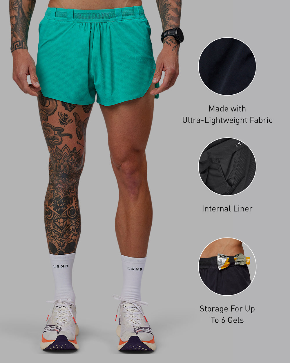 Man wearing Race Day 3" Lined Running Shorts - Atlantis