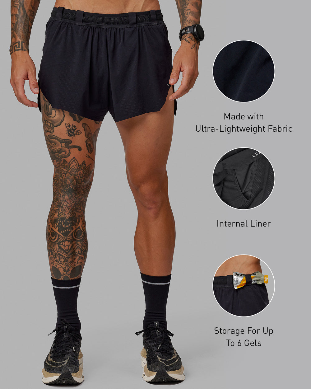 Race Day 3" Lined Running Shorts - Black