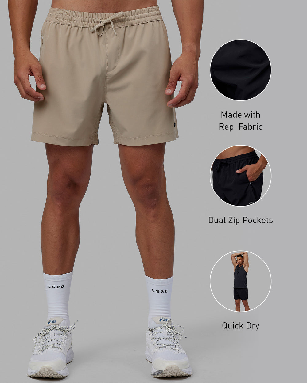 Rep 5" Performance Shorts - Taupe