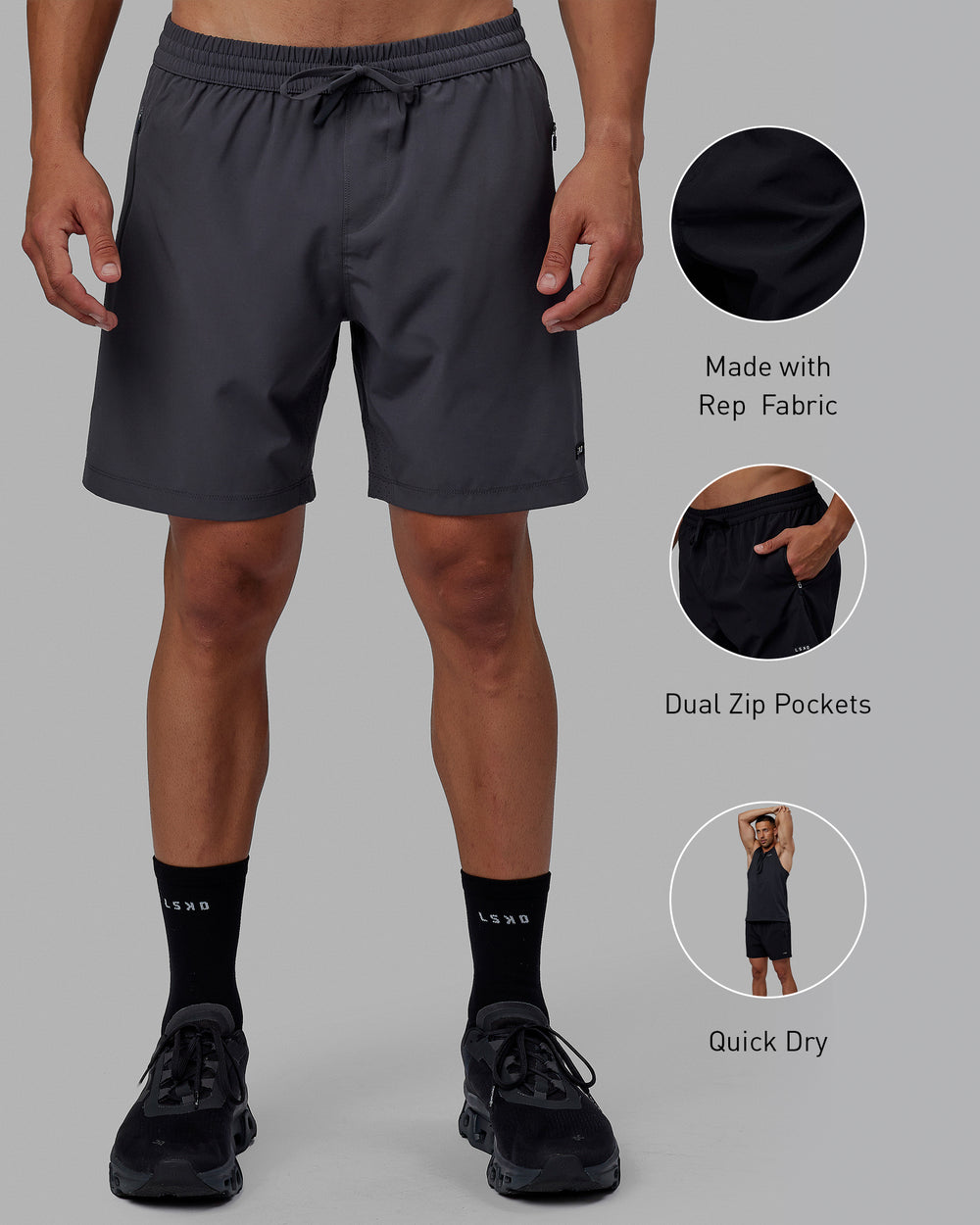 Man wearing Rep 7'' Performance Short - Asphalt