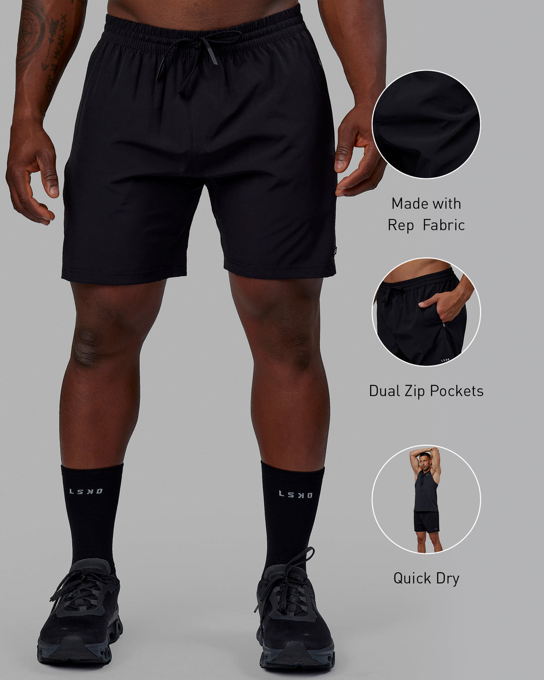 Rep 7&quot; Performance Shorts - Black-White