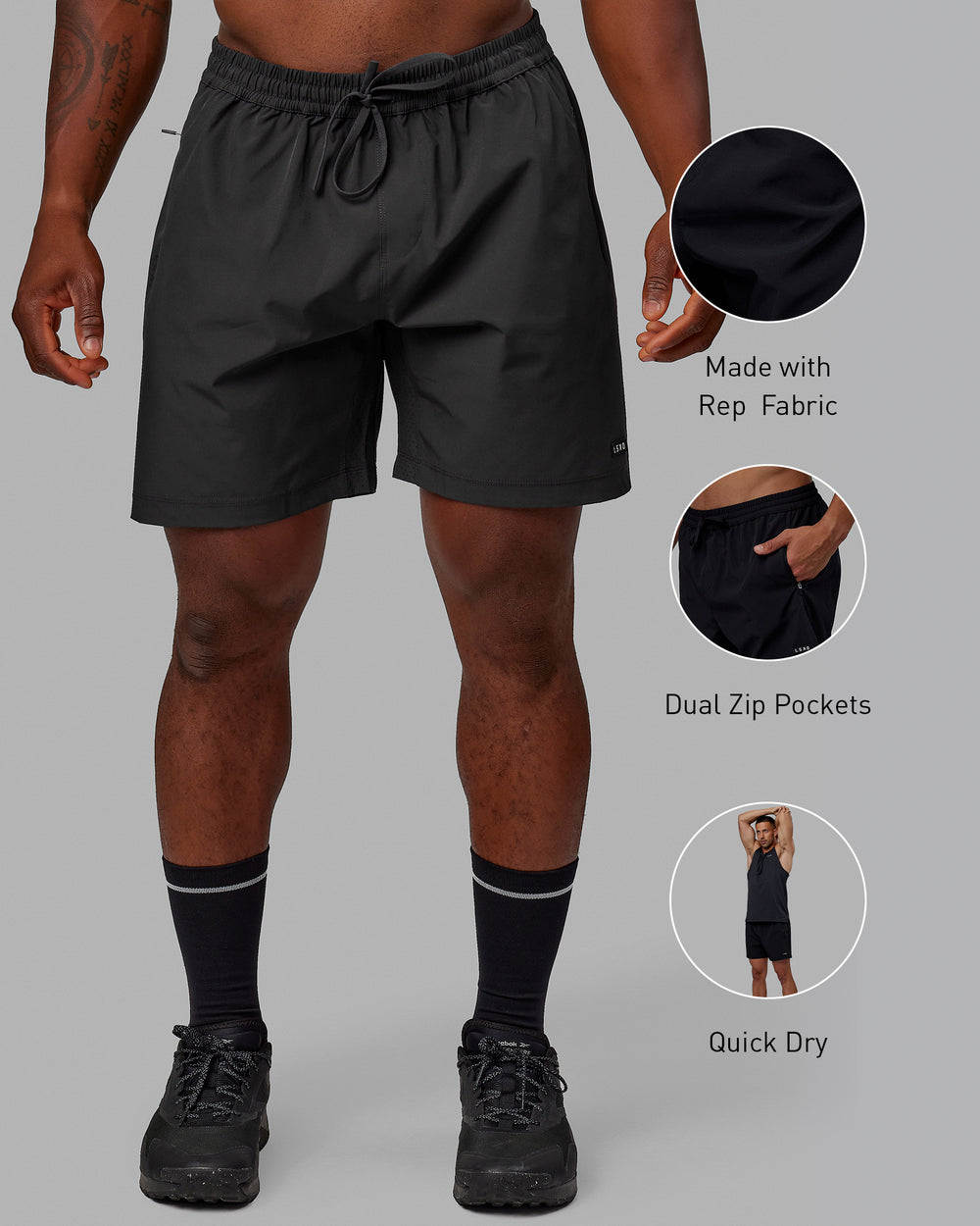 Man wearing Rep 7'' Performance Shorts - Phantom