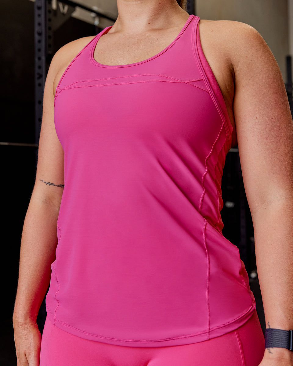 Woman wearing Endorphin Rush Tank - Fuchsia Pink