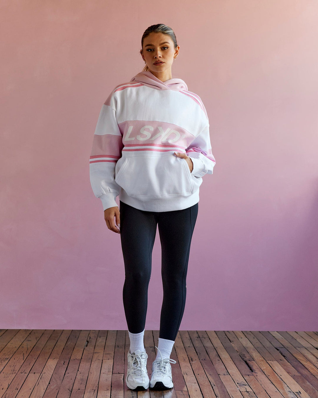 Unisex A-Team Hoodie Oversize - White-Petal Pink