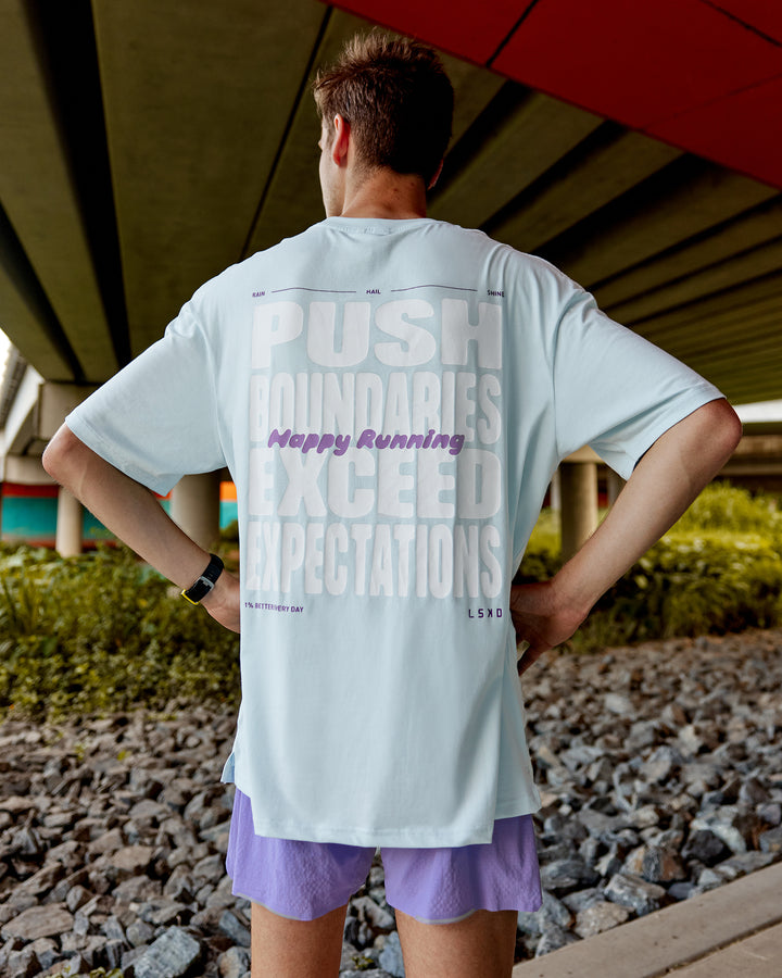 Unisex Push Boundaries FLXCotton Tee Oversize - Light Cyan-White
