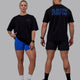 Duo wearing Unisex VS6 FLXCotton Tee Oversize - Black-Power Cobalt