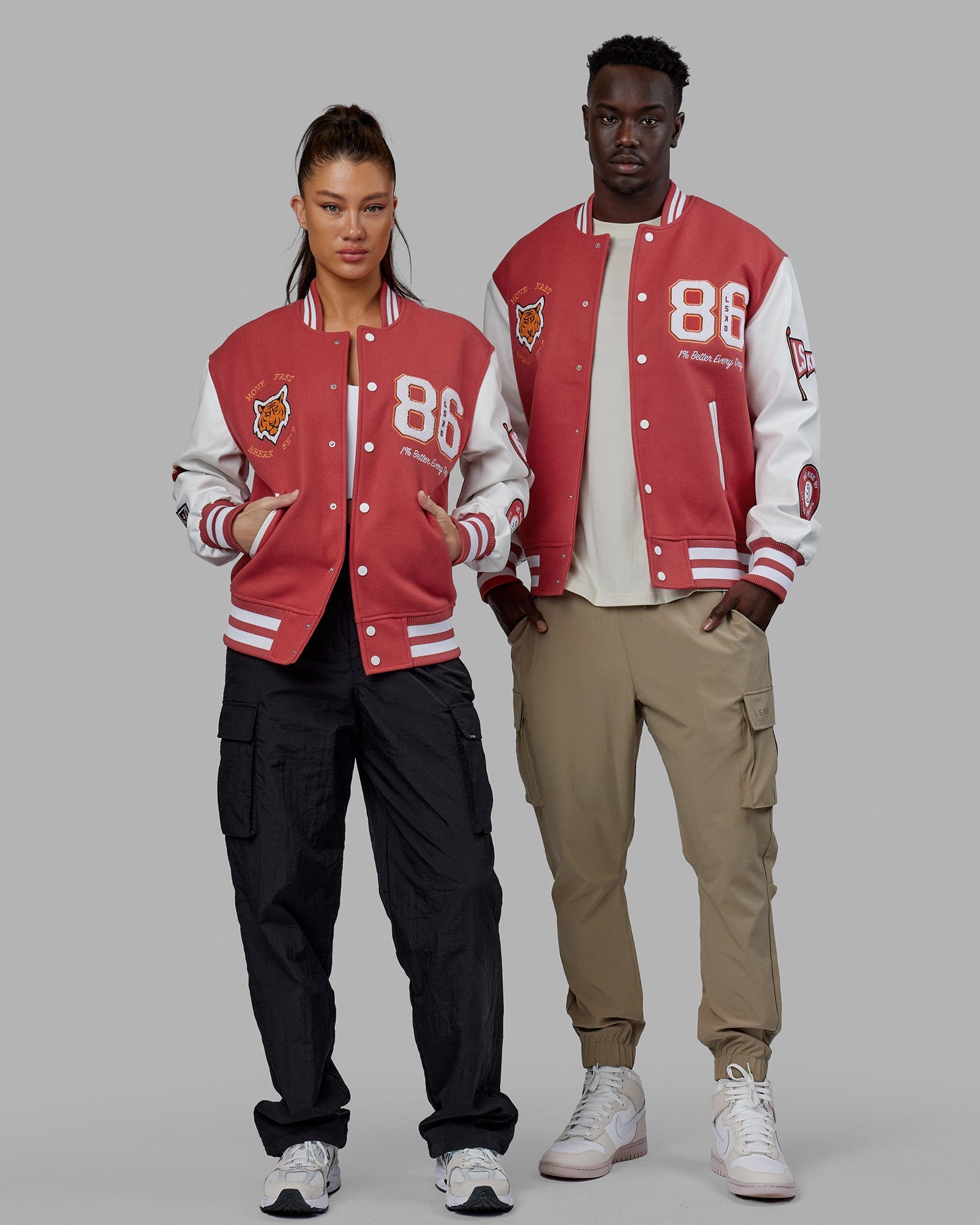 Bomber jacket red outlet and white