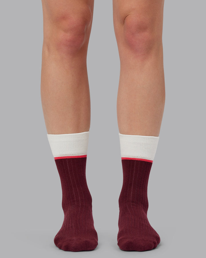 Elevate Crew Pilates Grip Socks - Dark Cherry
