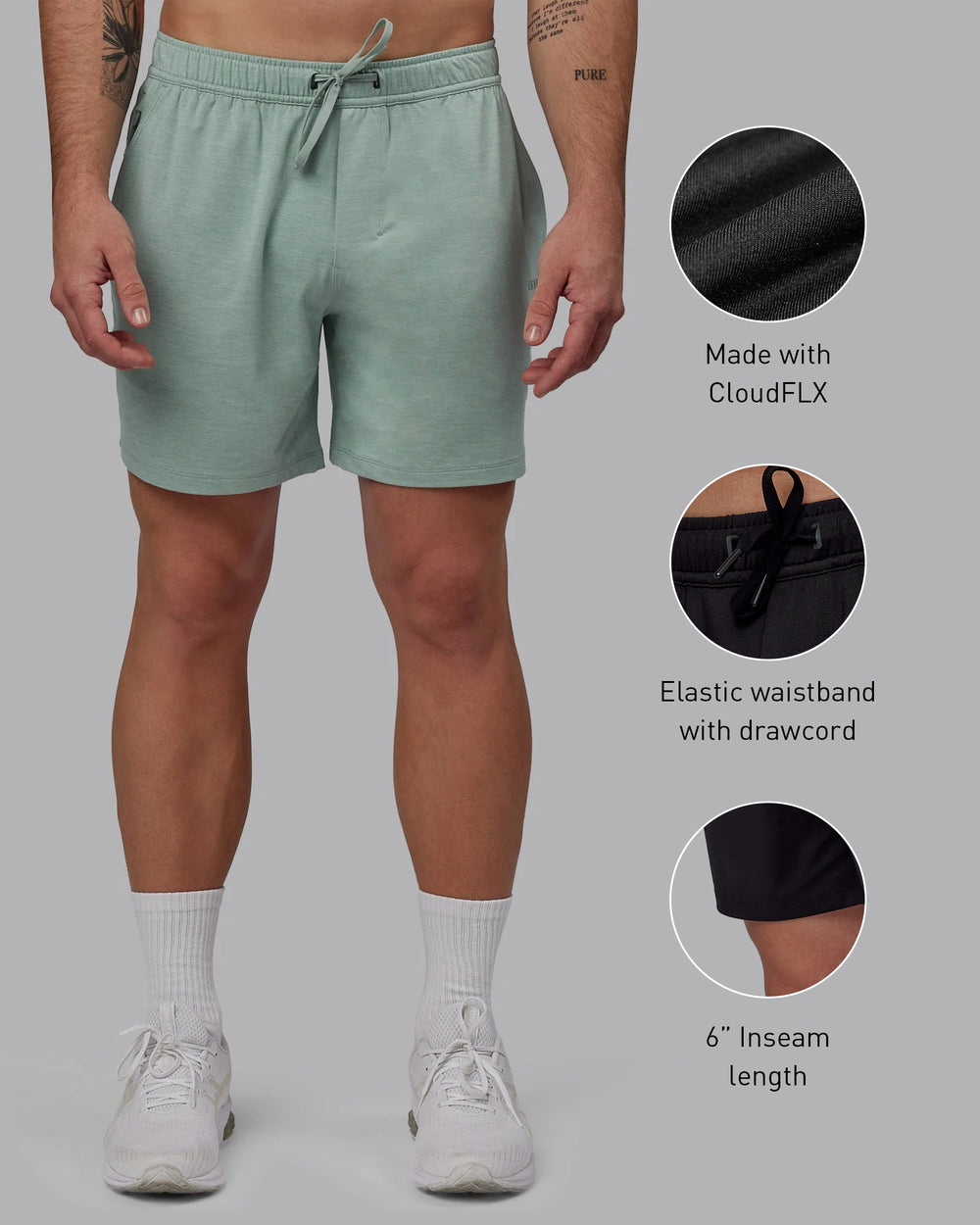 Restore 6" CloudFLX Shorts - Iceberg Green Marl