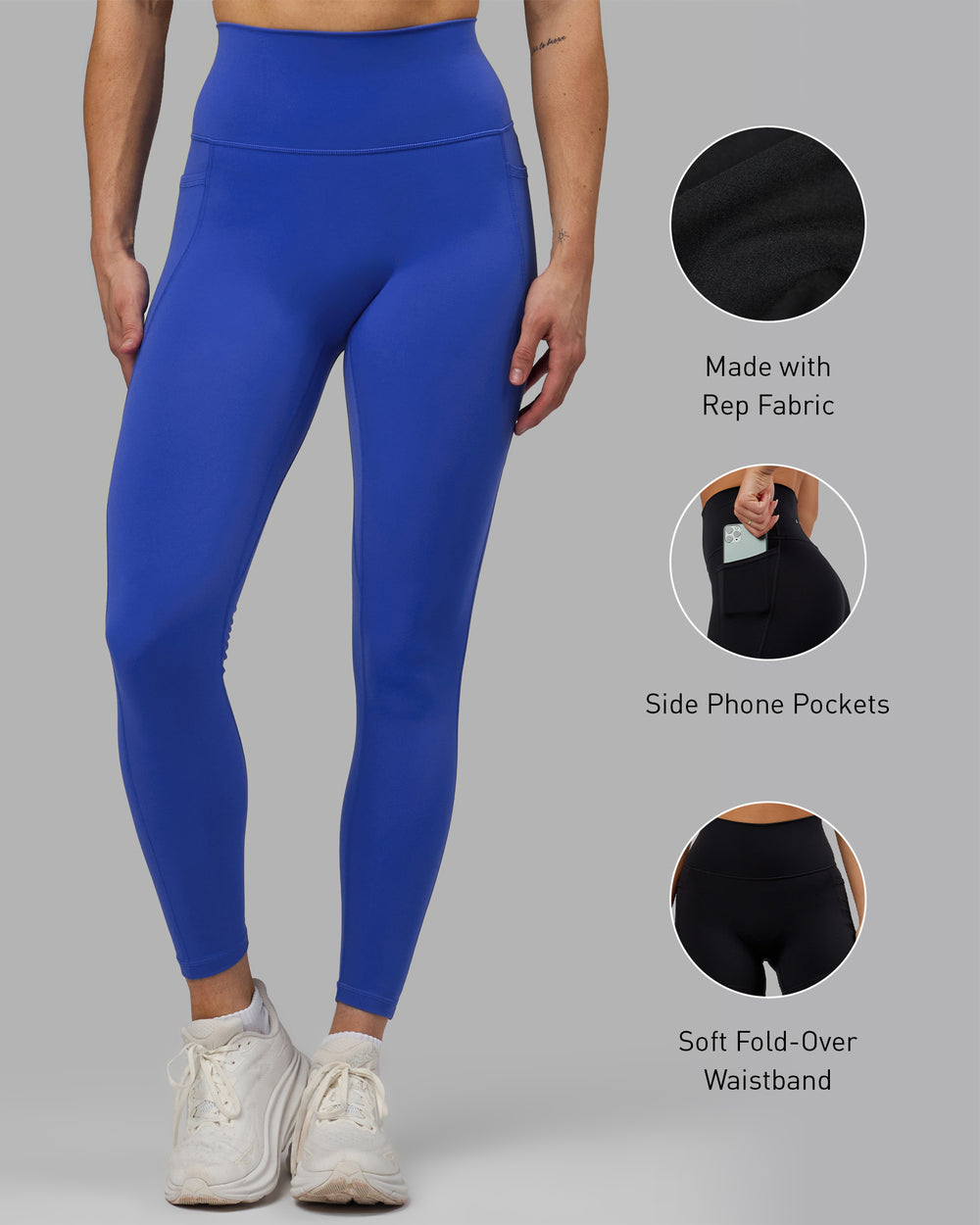 Woman wearing Fusion Full Length Tights - Power Cobalt