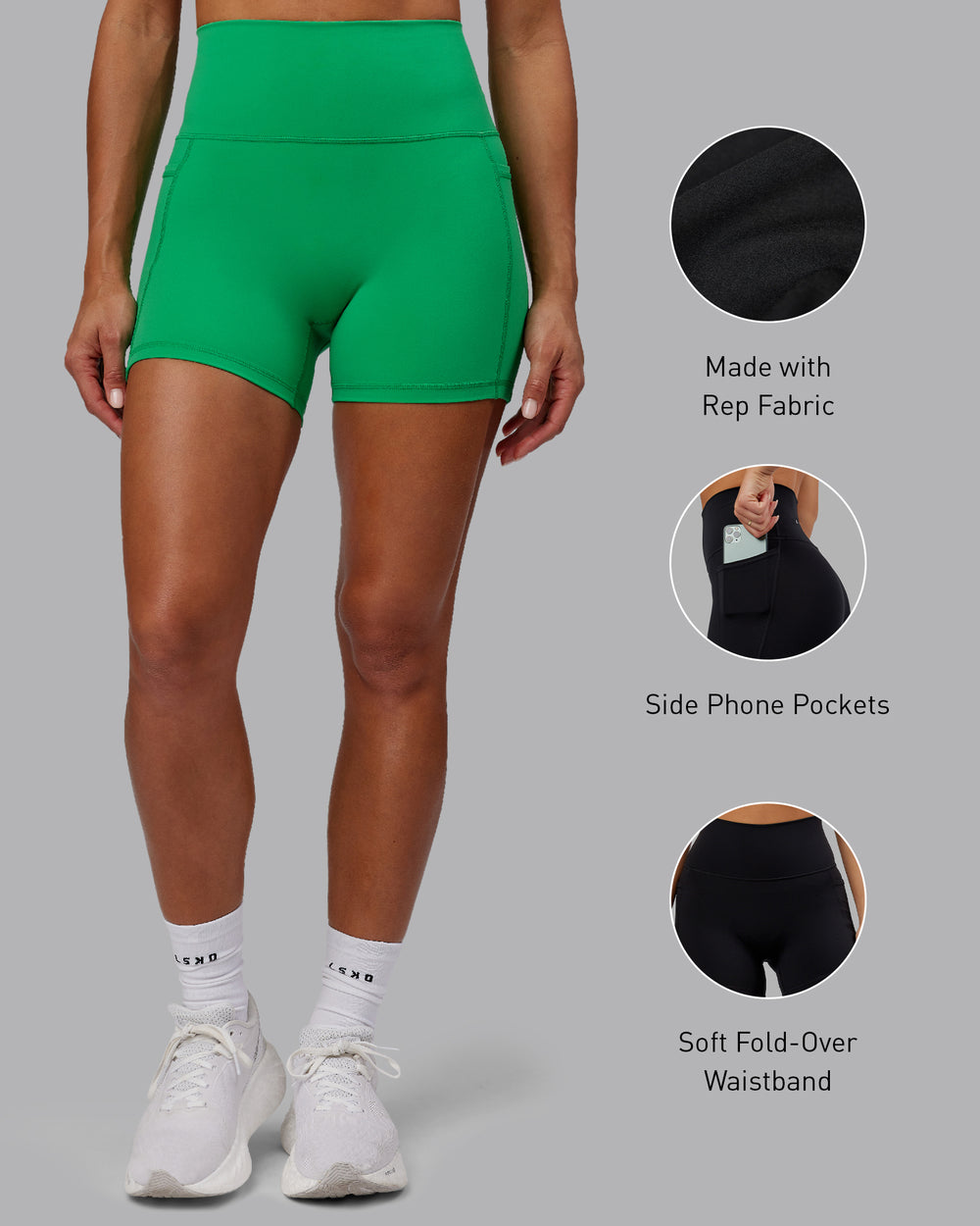 Woman wearing Fusion X-Short Tights - Impact Green