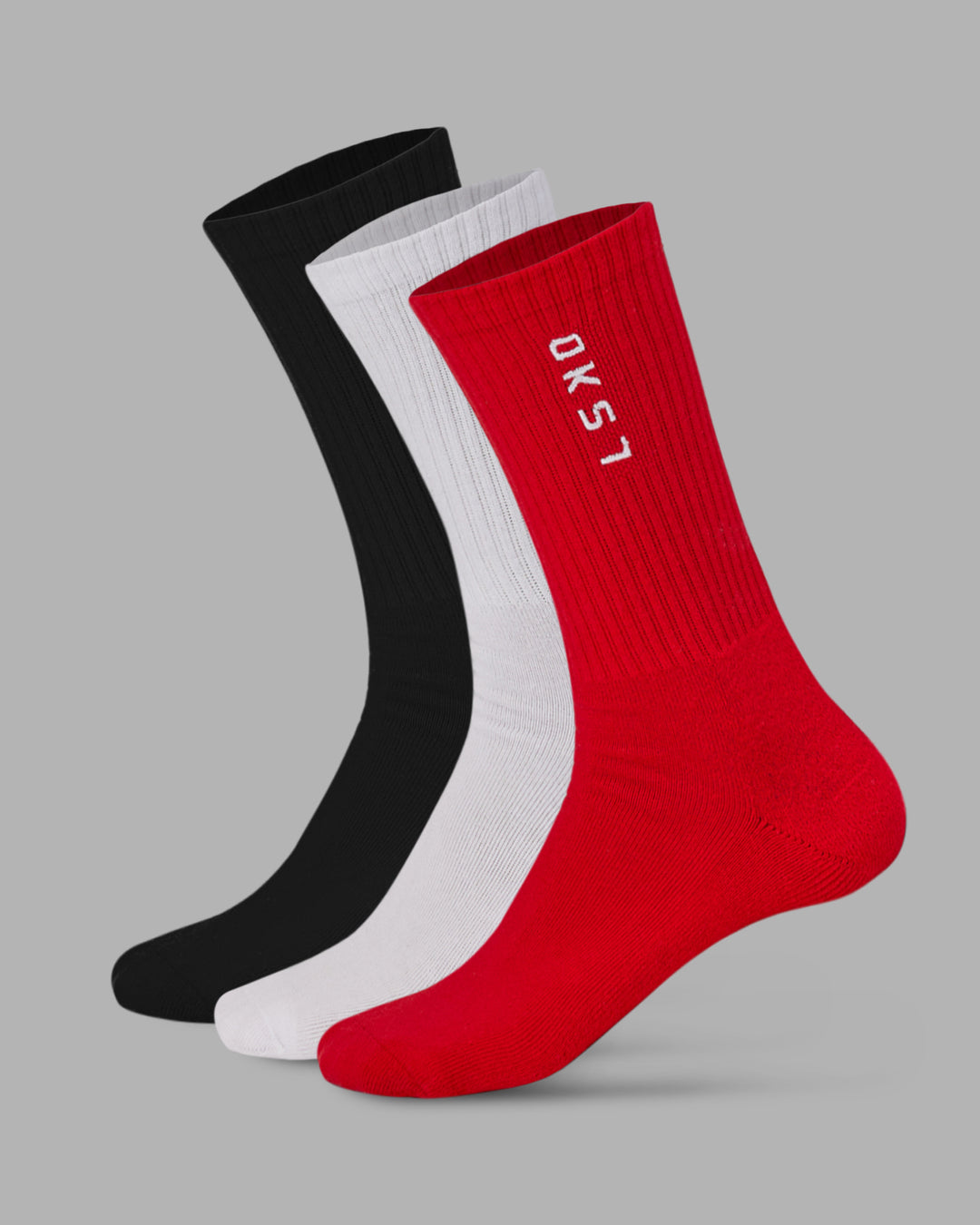 Signal 3 Pack Crew Socks - Scarlet-White-Black