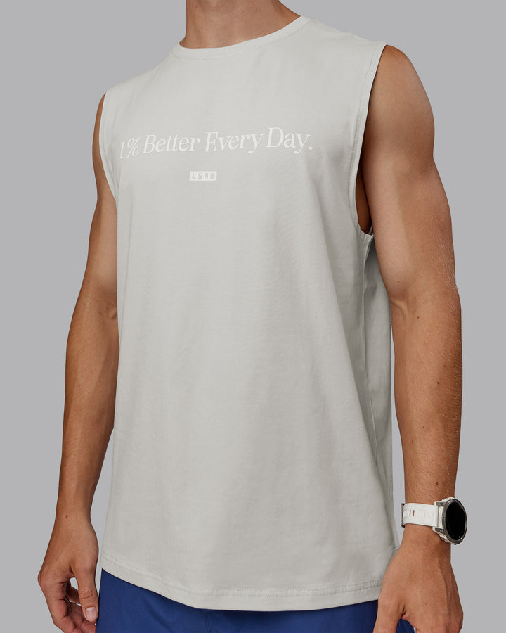 Man wearing 1% Better FLXCotton Training Fit Tank in Digital Mist/White | Size:L
