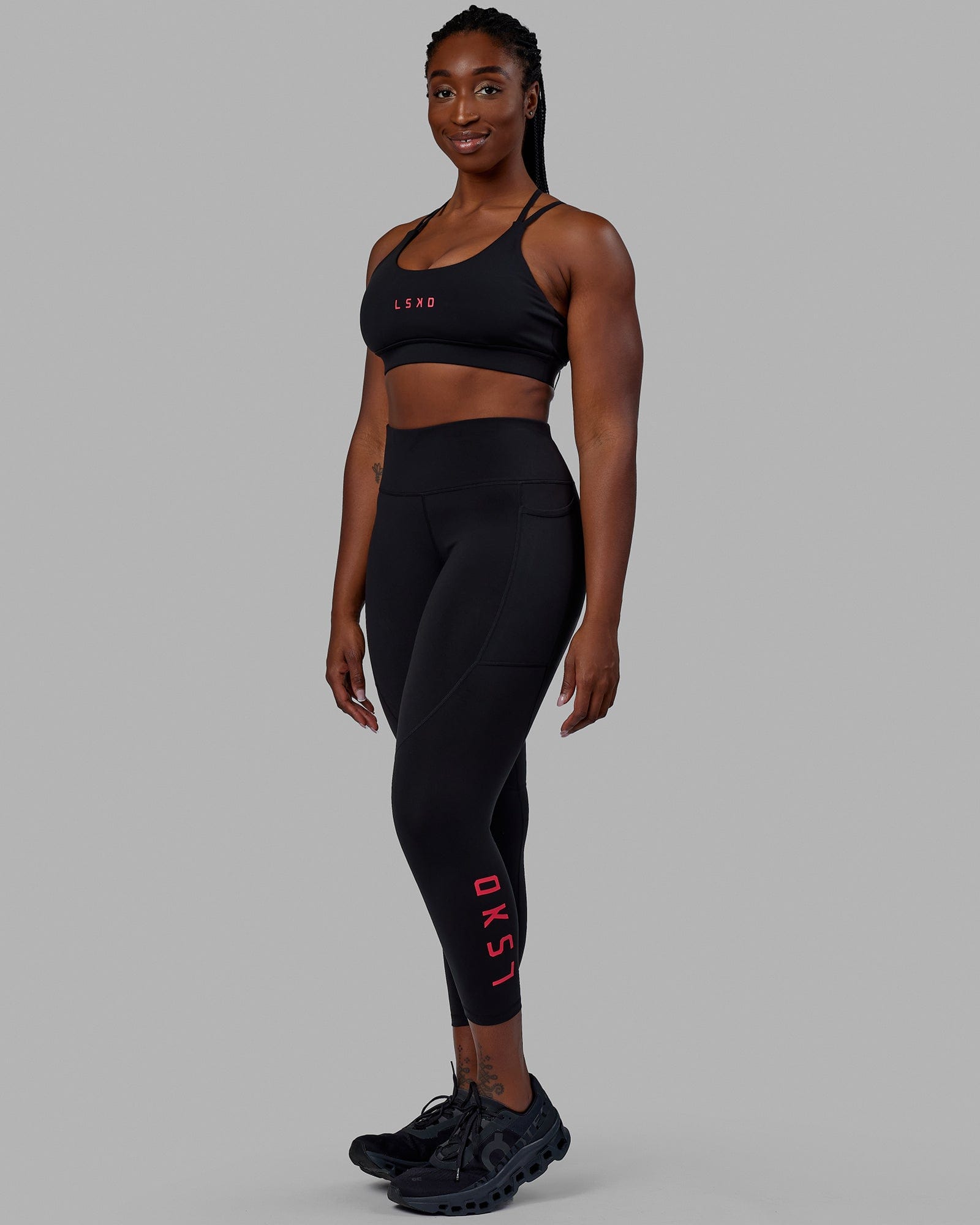 Rep 7/8 Length Tights - Black-Raspberry