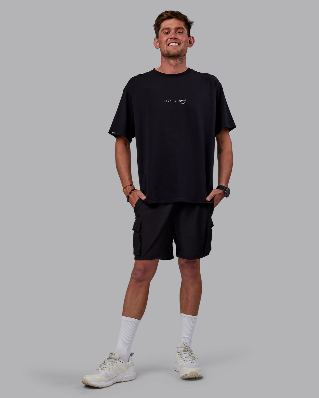 Man wearing The Good Human Factory FLXCotton Tee Oversize - Black