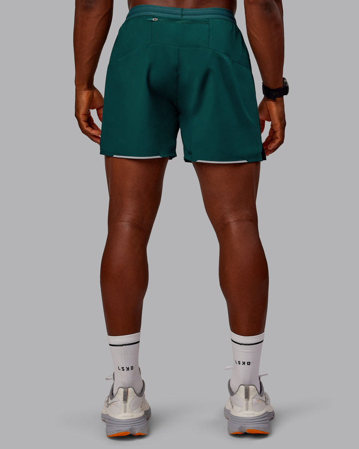 Man wearing Pace Lined Performance Short  5&quot; in Dark Moss | Size:M
