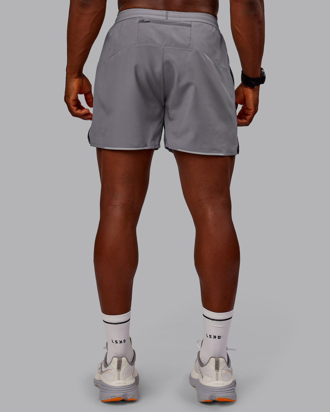 Man wearing Pace Lined Performance Short  5&quot; in Storm Front | Size:M