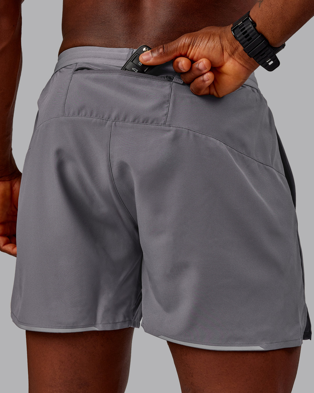 Man wearing Pace Lined Performance Short  5&quot; in Storm Front | Size:M