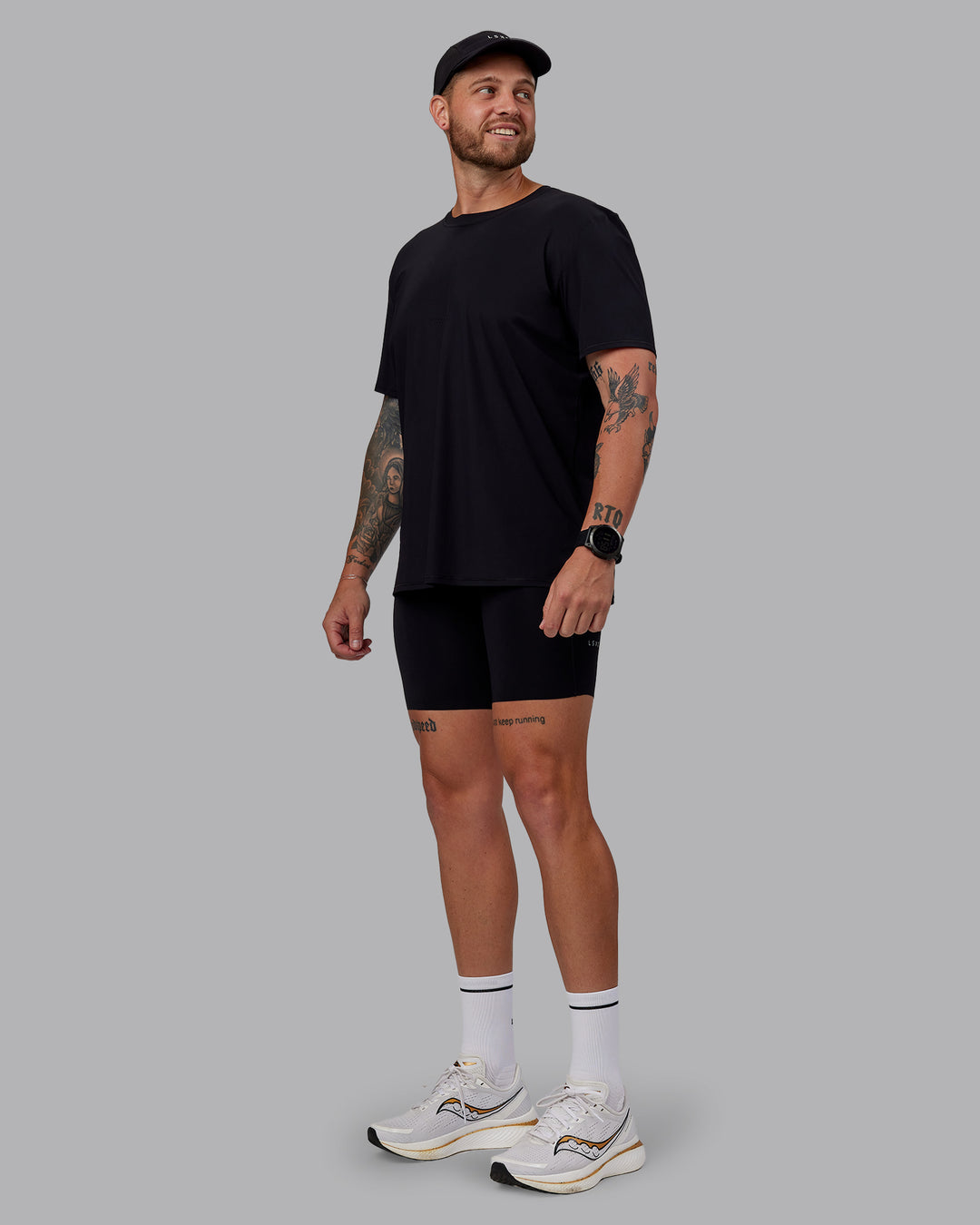 Man wearing Race Day Short Tight 8&quot; in Black | Size:M