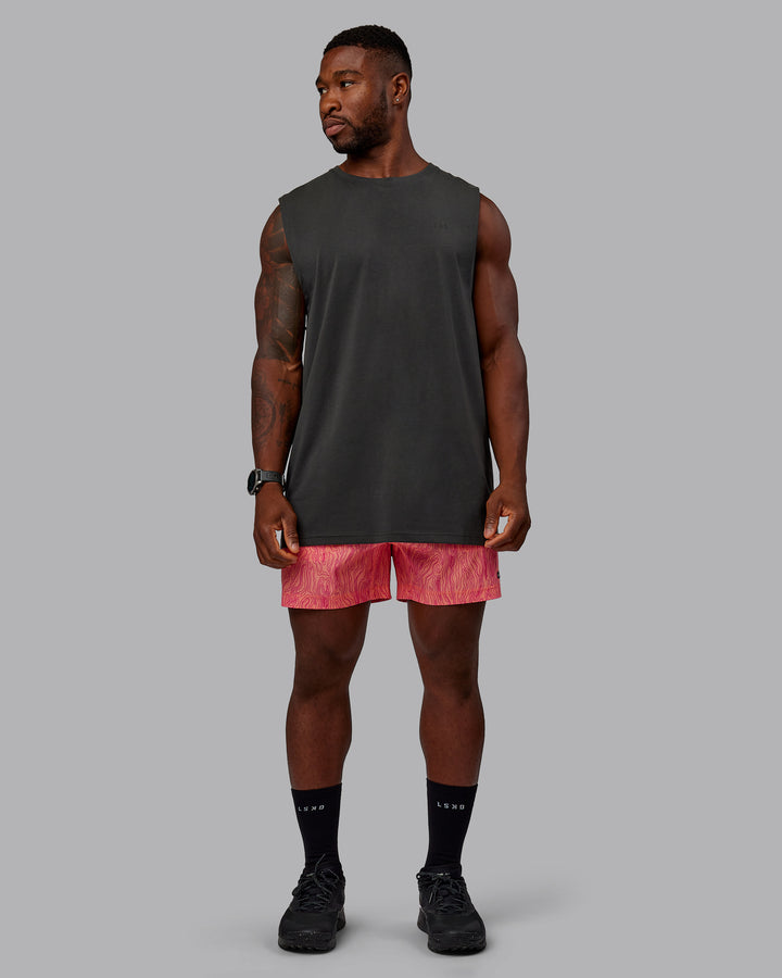 Man wearing Rep 5&quot; Performance Shorts - Topographic Peach
