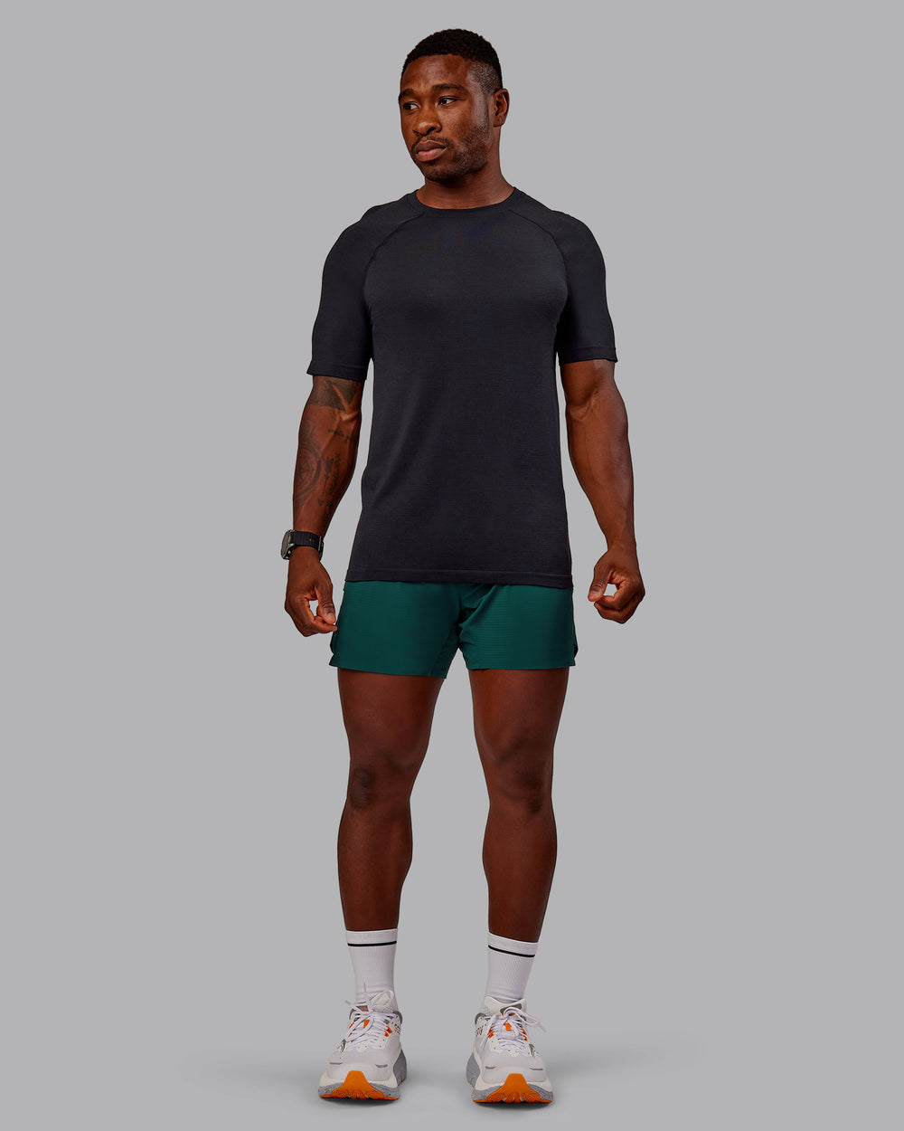 Man wearing UltraAir 5" Lined Performance Short in Dark Moss | Size:M