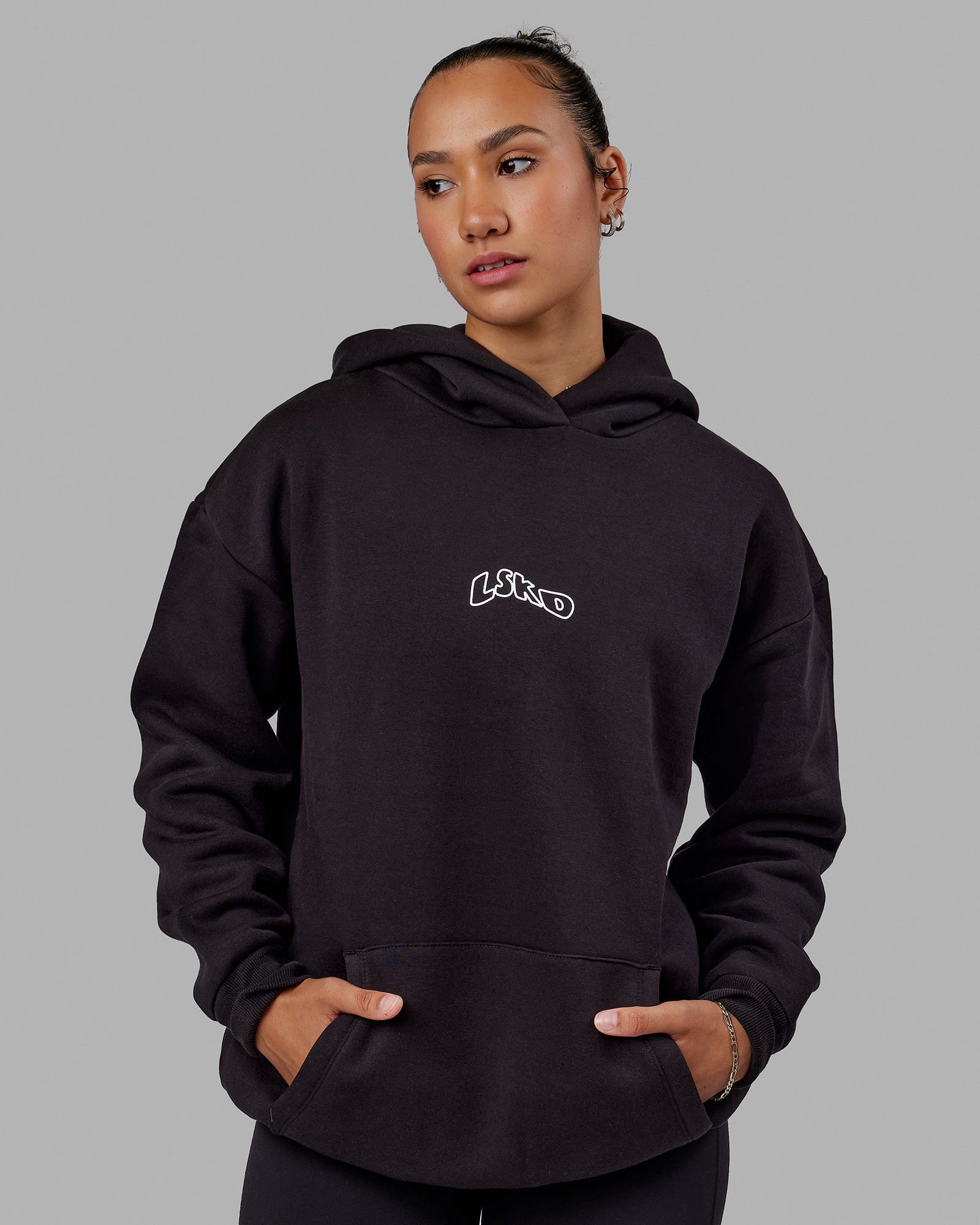 Unisex Mad Happy Hoodie Oversize Black LSKD