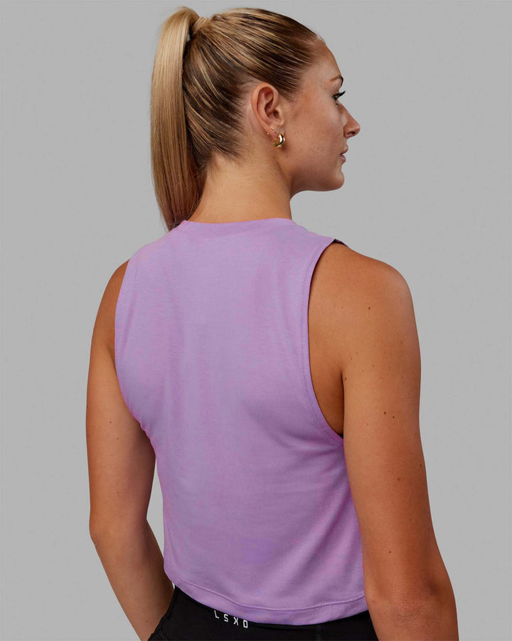 Woman wearing 1% Better Training Tank - Lilac-White
