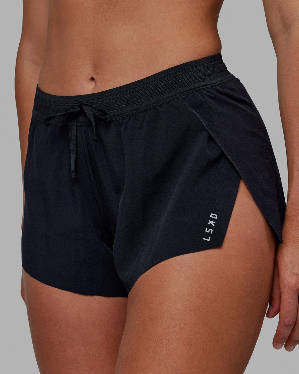 Woman wearing Accelerate Run Shorts - Black