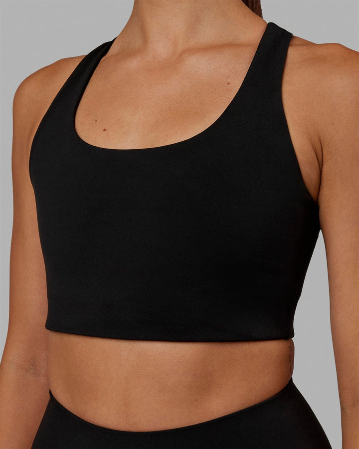 Woman wearing Ace Long Line Bra - Black
