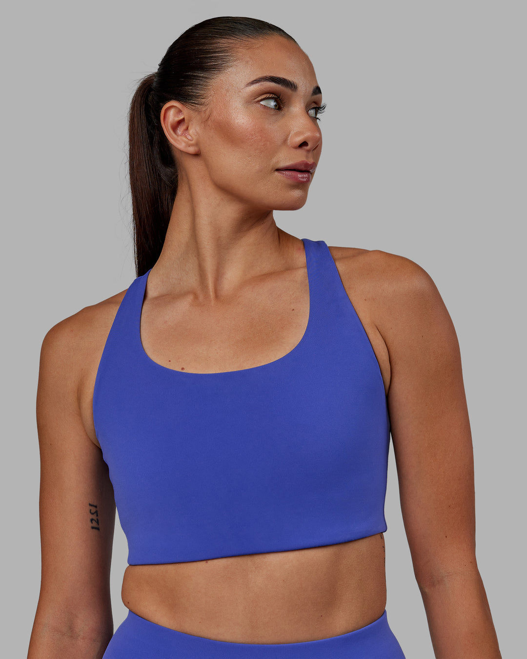 Women Wearing Ace Long Line Bra - Power Cobalt