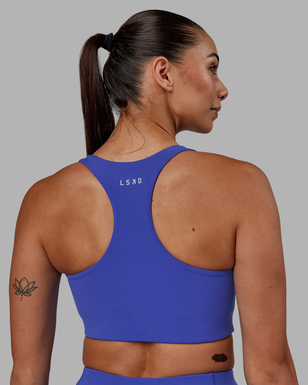 Women Wearing Ace Long Line Bra - Power Cobalt