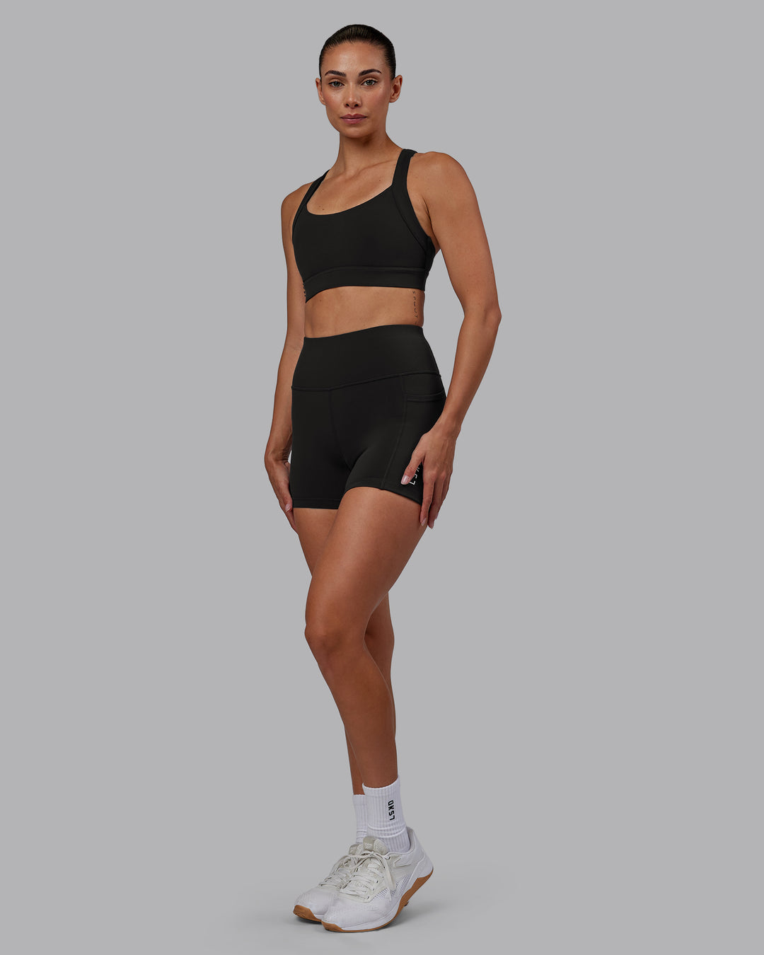 Women Wearing Advance Sports Bra - Pirate Black