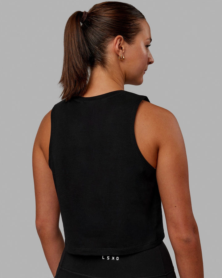 Woman wearing Agile FLXCotton Tank - Black-Black
