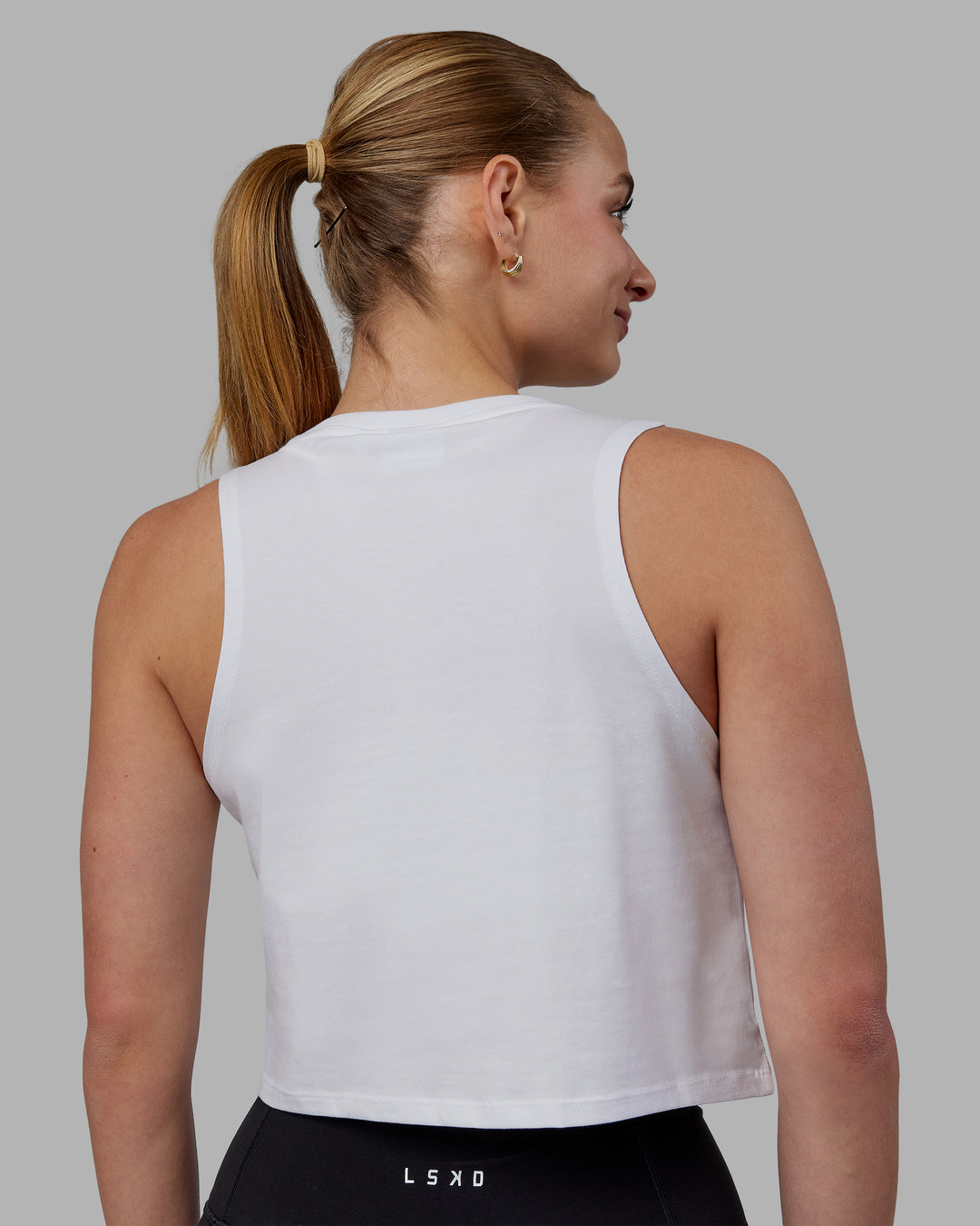 Woman wearing Agile FLXCotton Tank - White-Black