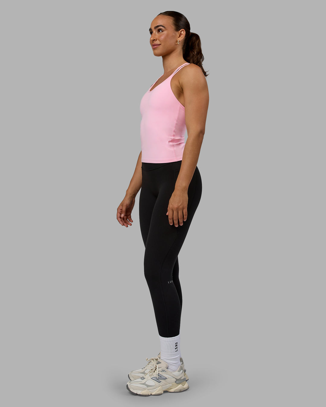 Woman wearing Balance Active Shelf Bra Tank - Pale Pink