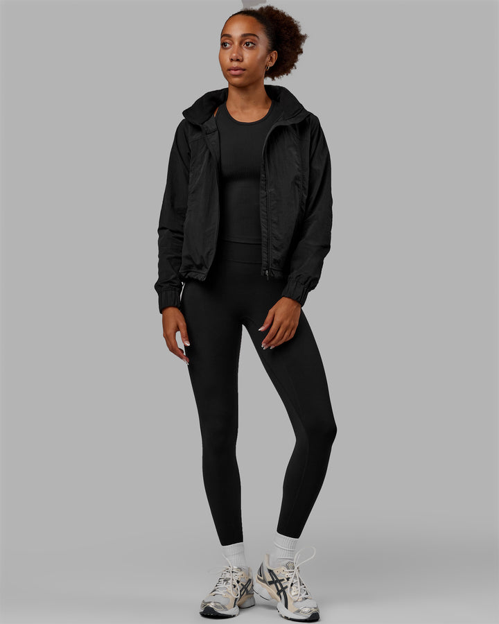 Women Wearing Barely There Jacket - Black
