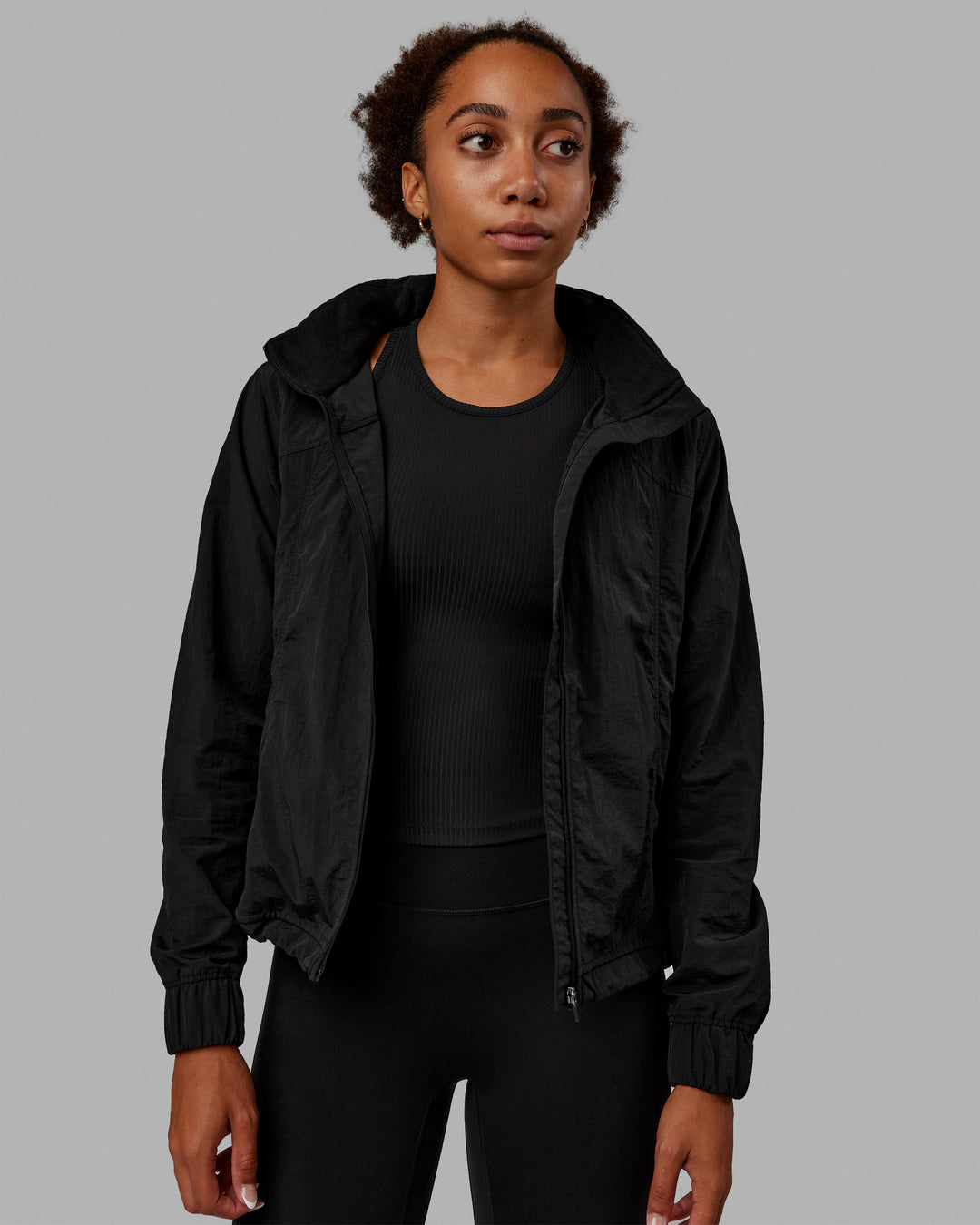 Women Wearing Barely There Jacket - Black