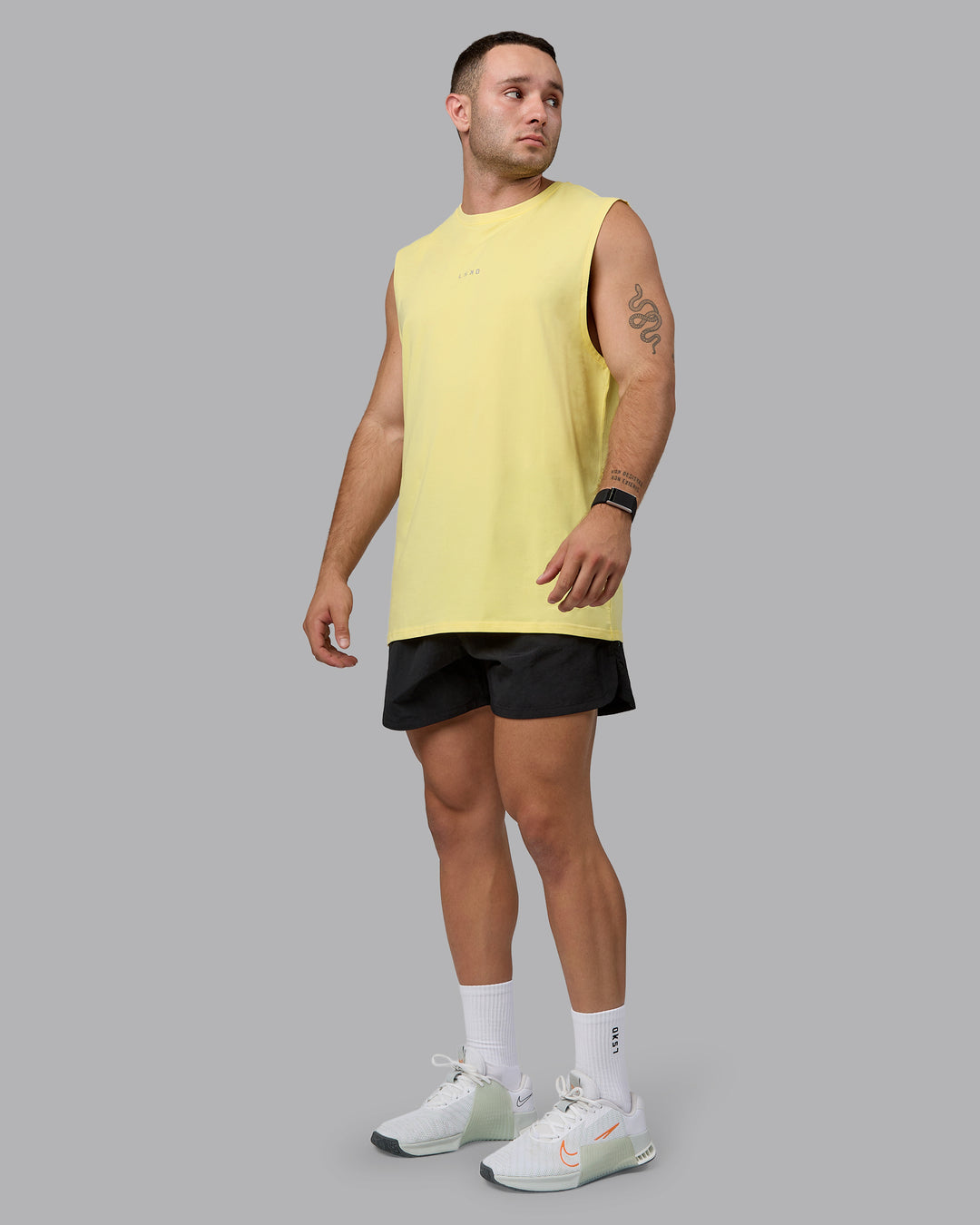 Man wearing Base FLXCotton Tank - Lemon