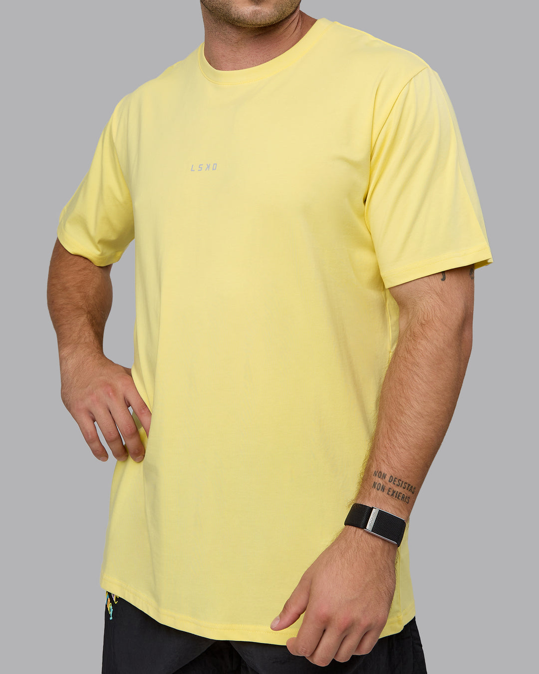 Man wearing Base FLXCotton Tee - Pale Yellow